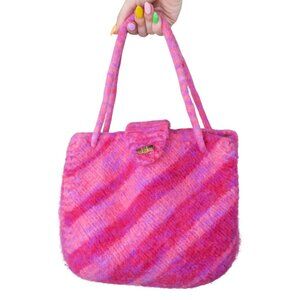 Vintage 90s Pink Wool Satchel Purse